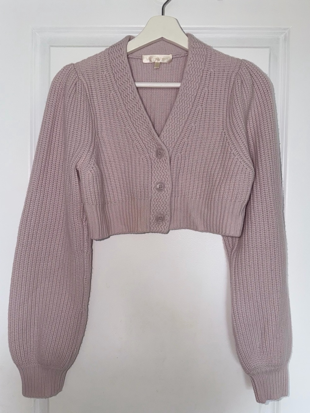 LoveShackFancy cashmere and Wool Cropped V-Neck Cardigan - Dusty Mauve